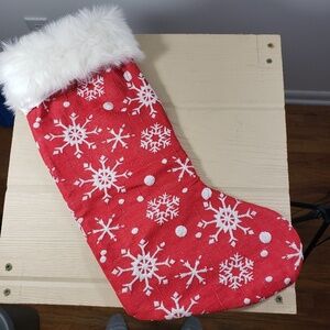 Red/Silver Christmas Stocking with Fur Trim